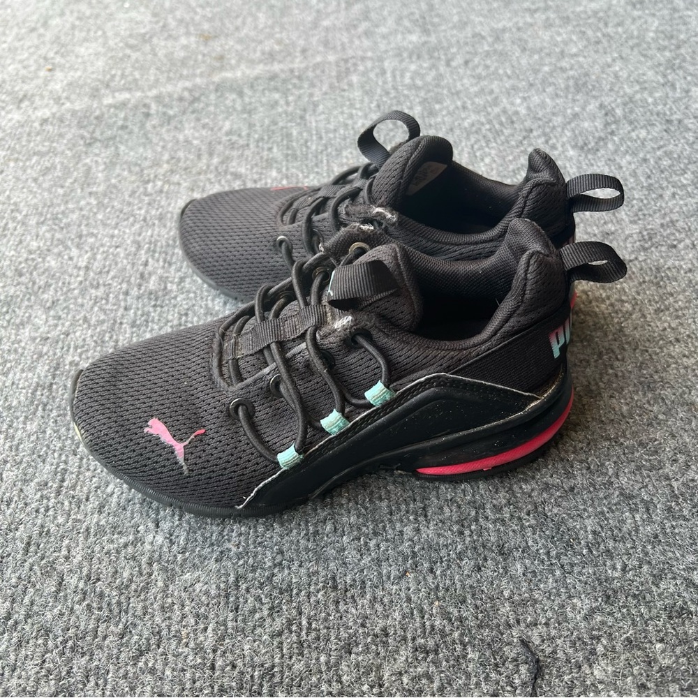 Puma Black Sneakers with Pink and Teal Highlights